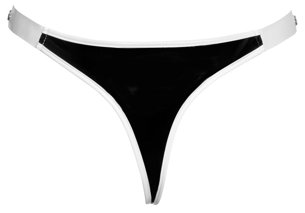 Lack String schwarz/weiß S 💋 – Bild 7