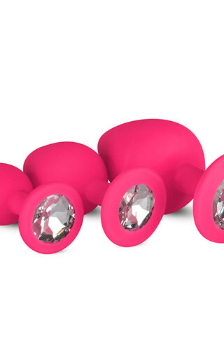 Analplug aus Silikon mit Diamant - pink