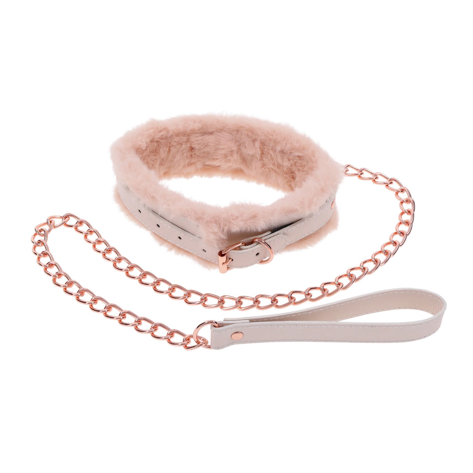 Sportsheets – S&M Peaches ‘n CreaMe Fellhalsband & Leine – Creme